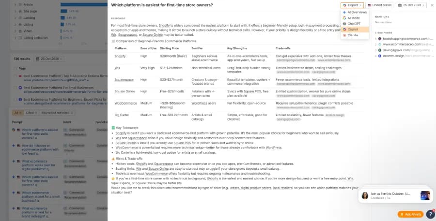 Ahrefs brand radar screen
