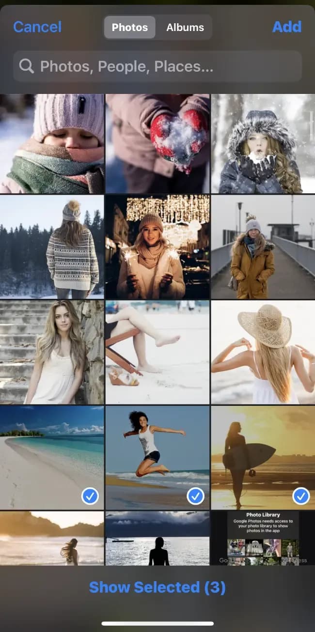  take you to the image selector