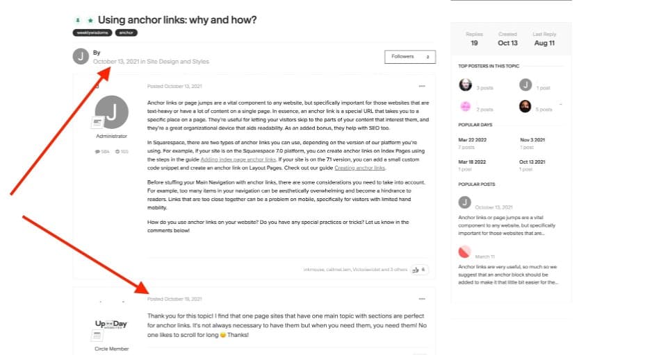 squarespace community forum page