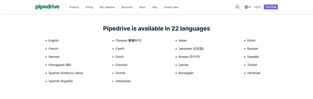 Pipedrive Multi-language Support