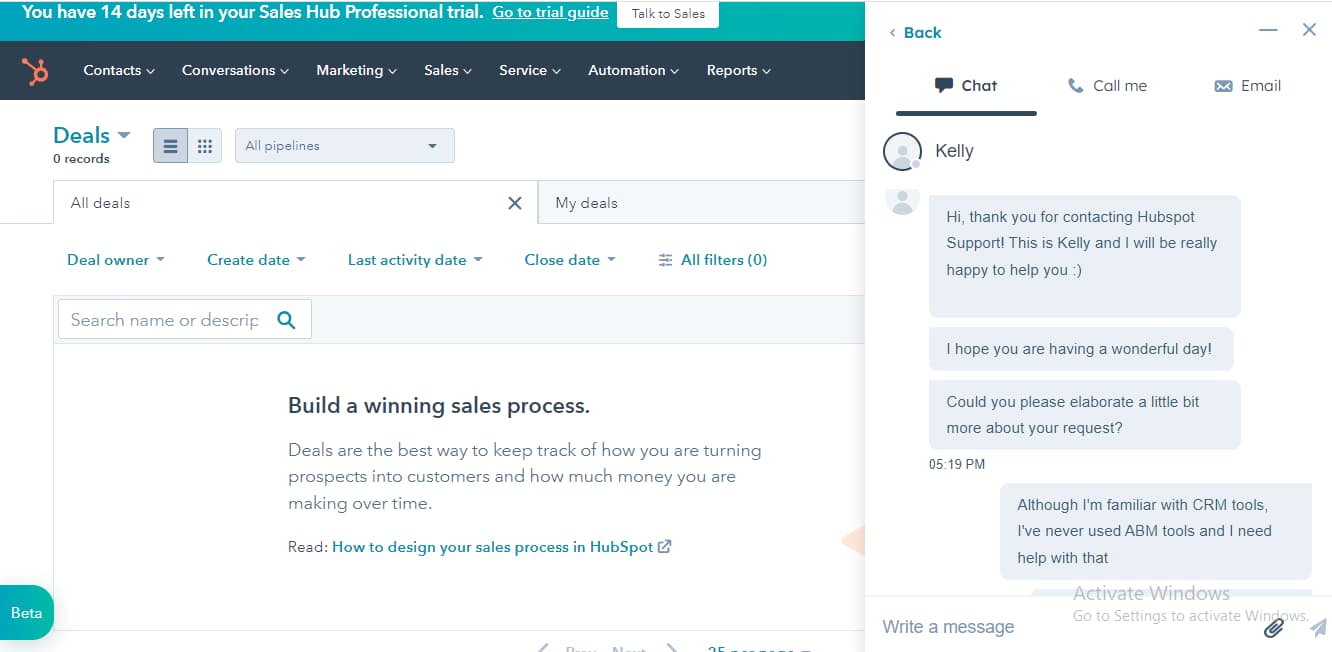 hubspot crm live chat