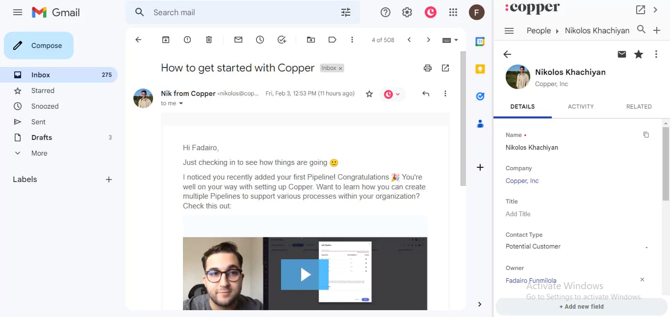 copper CRM google compatibility