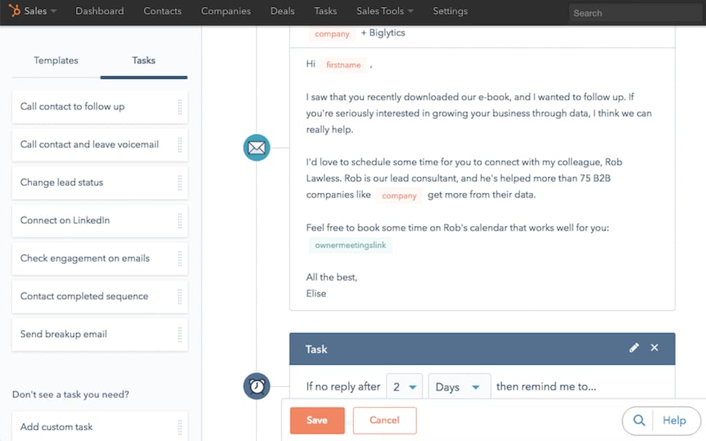 Hubspot follow up emails