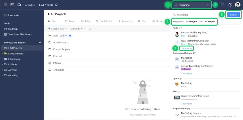 Wrike search