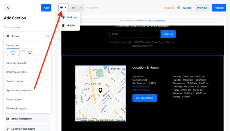 Square mobile responsiveness