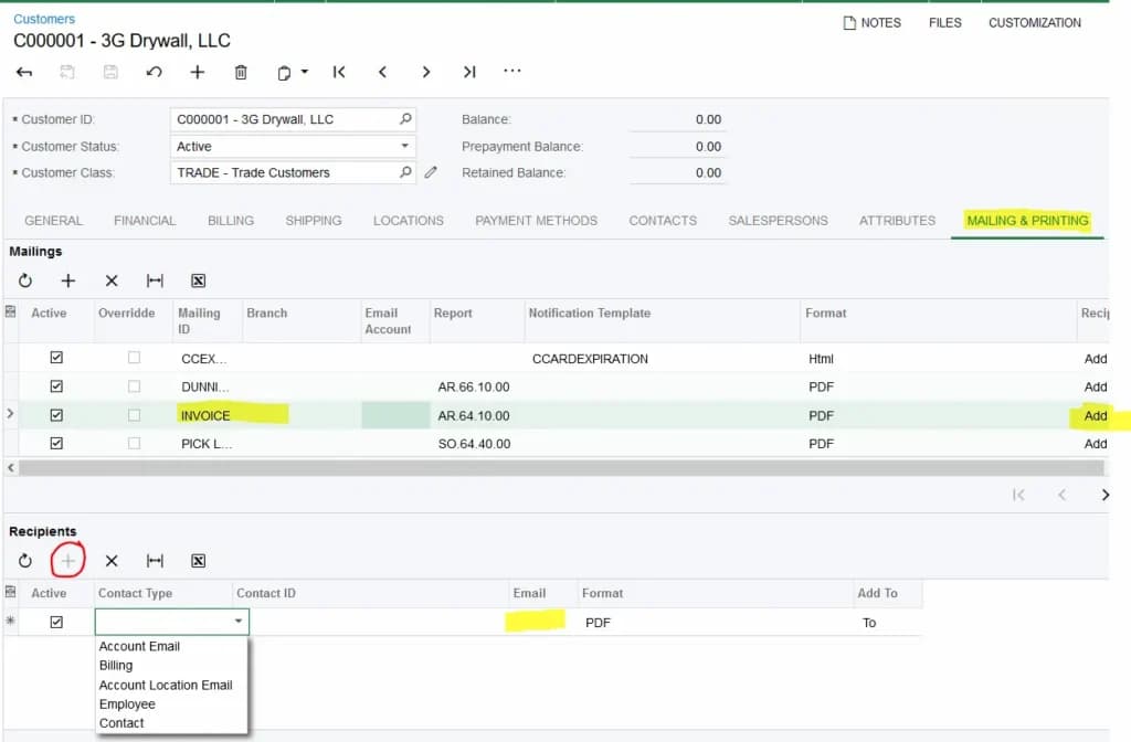 Acumatica Billing &amp; Invoicing