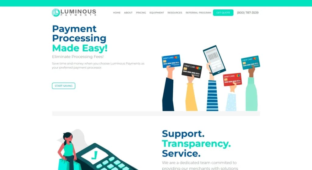 Luminous payments Homepage