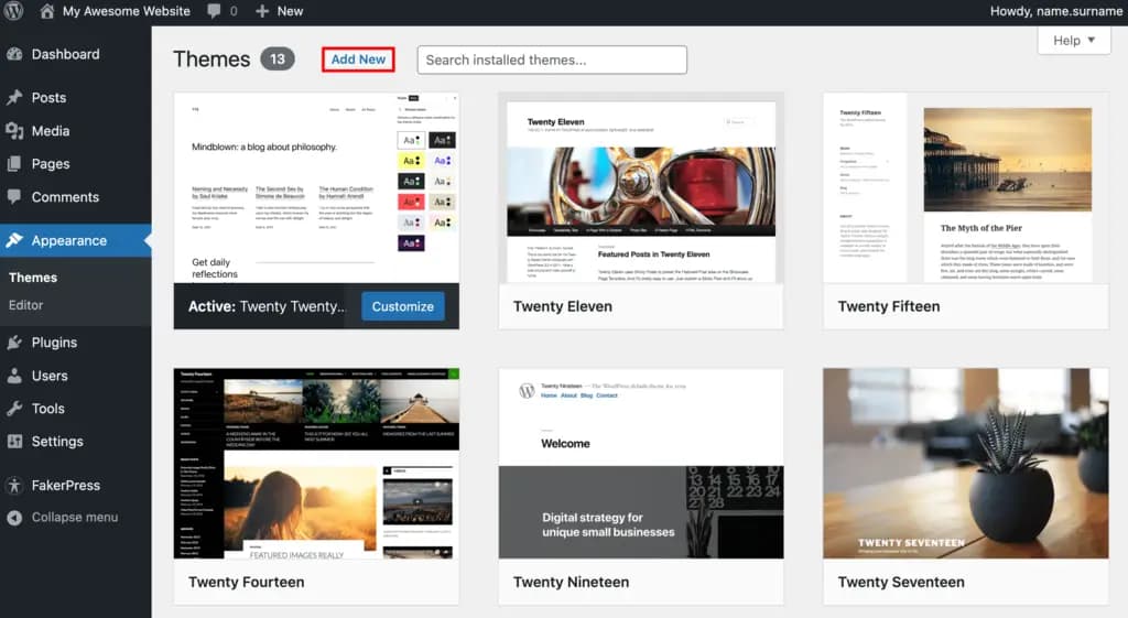 Wordpress Themes Screenshot