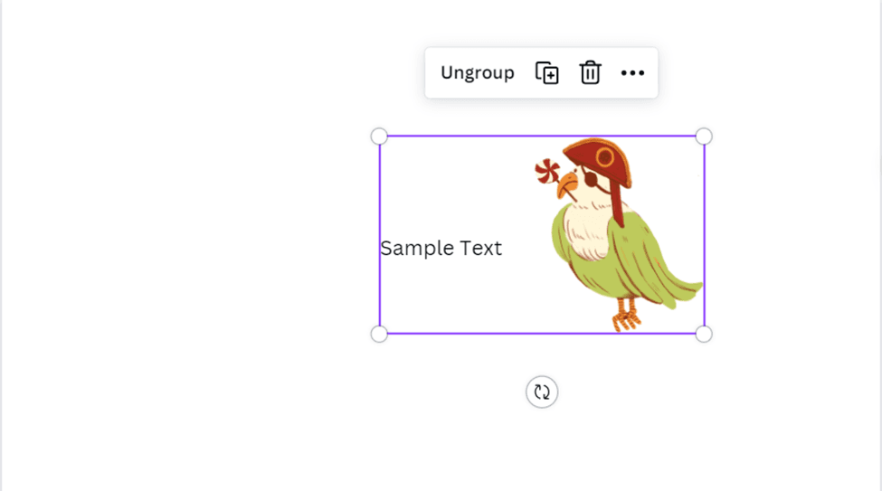 The second step of grouping elements on Canva
