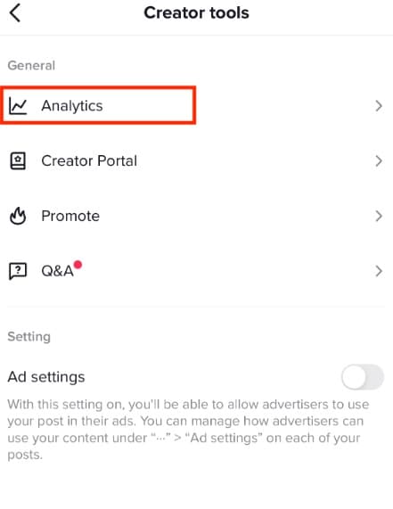 tiktok analytics screen