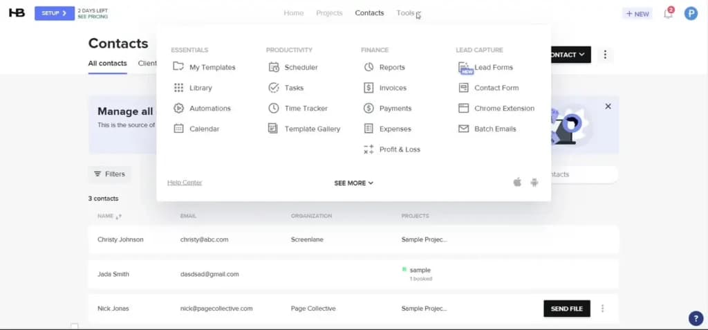 Honeybook Contact Management
