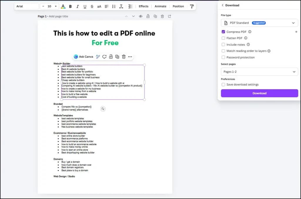 canva PDF editor