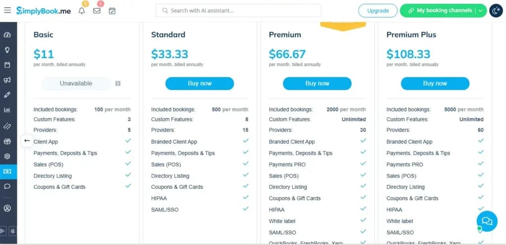 Simplybook - pricing