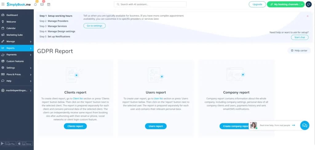 SimplyBook.me - reports