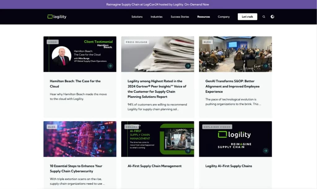 Logility homepage