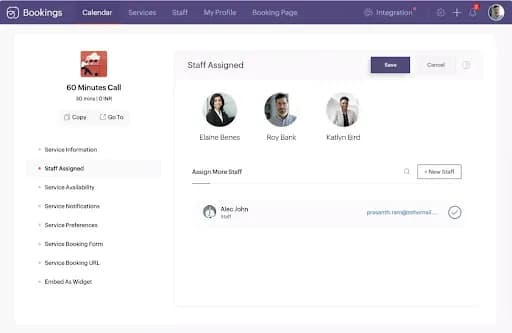 Zoho Bookings Scheduling tool