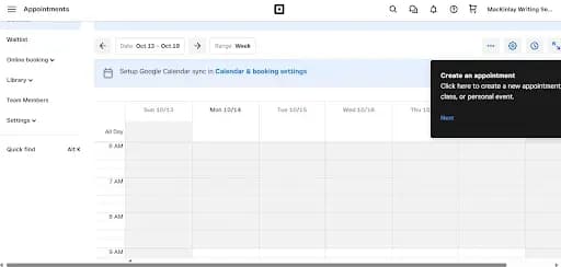 Square Appointments scheduling tool