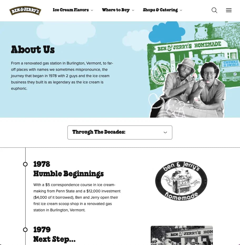 Ben &amp; Jerry's about us page