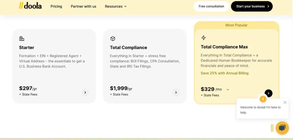 Doola - pricing