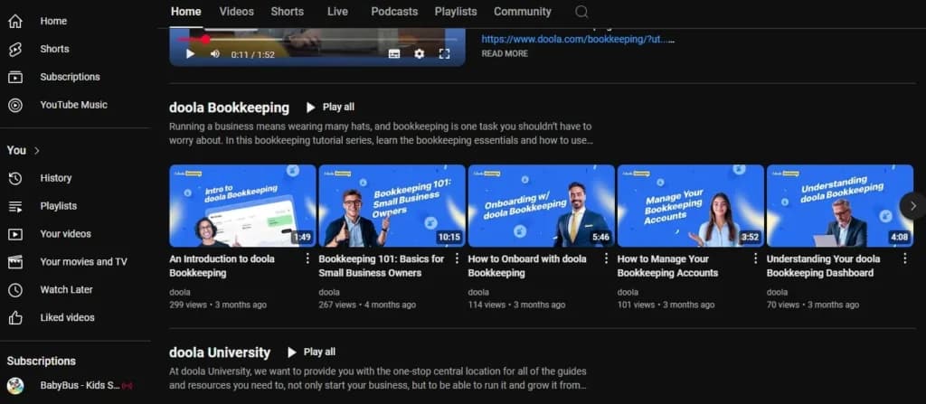 Doola - video tutorials