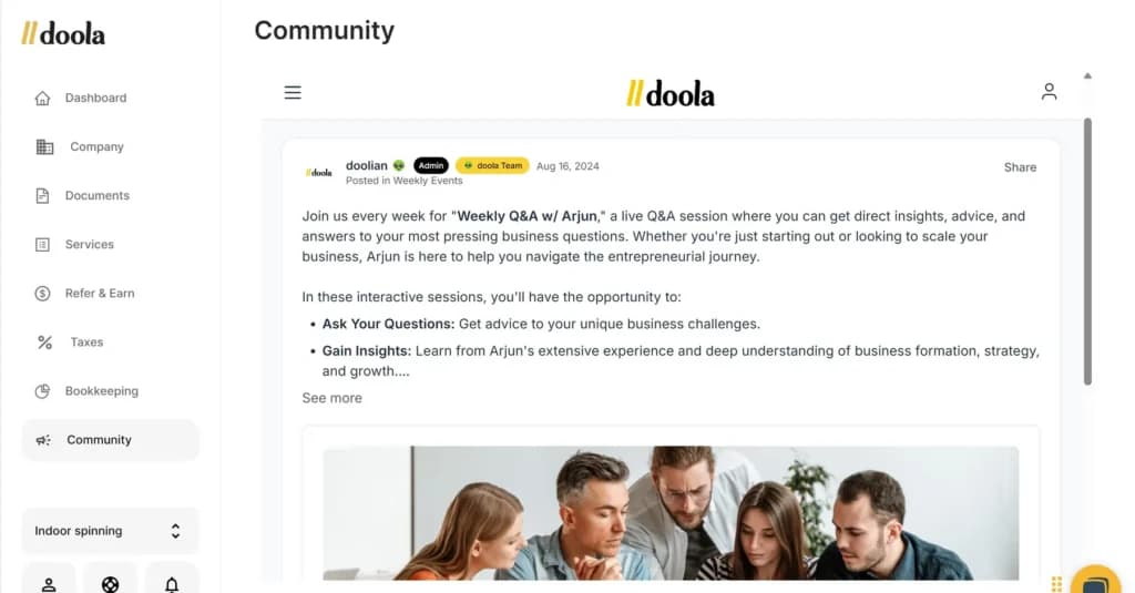 Doola - community feed