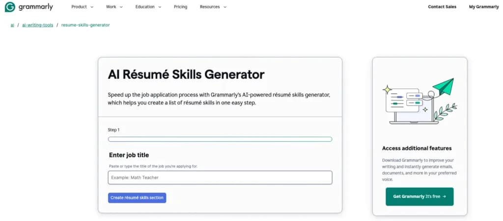 grammarly ai resume builder