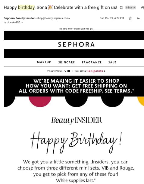 Sephora email marketing
