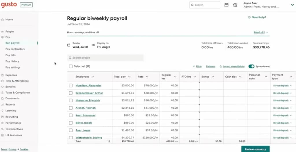 Gusto payroll software
