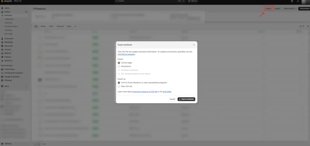 wix CSV export