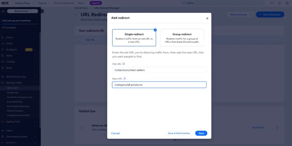 Wix redirect