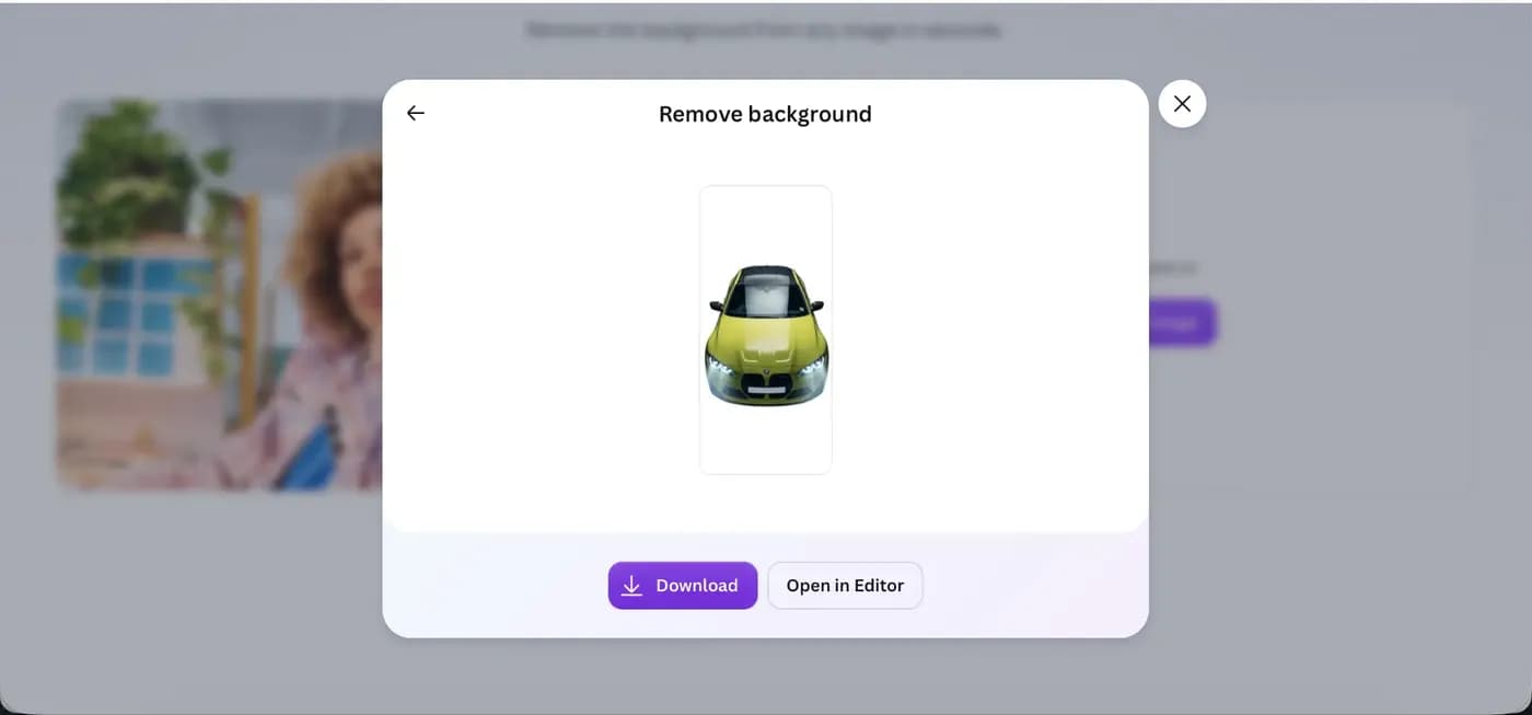 Canva’s web background remover