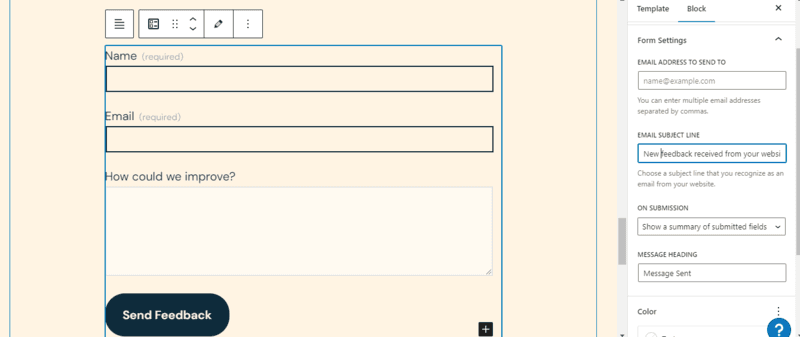 Form Customize Bluehost