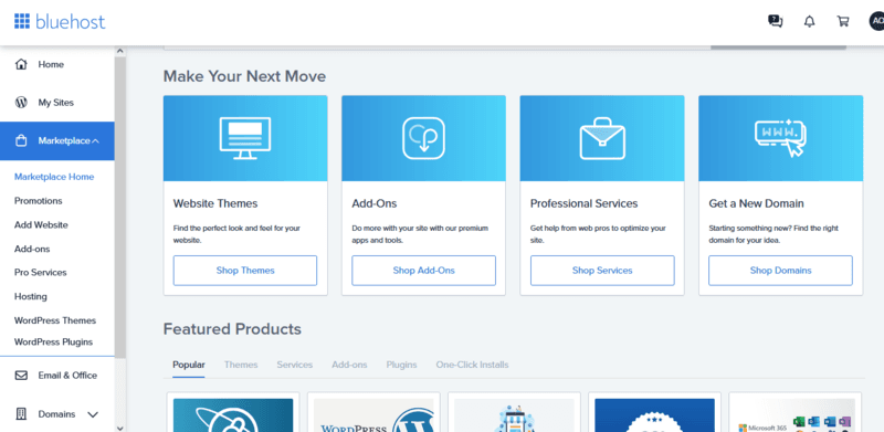 Marketplace - Bluehost Website Builder