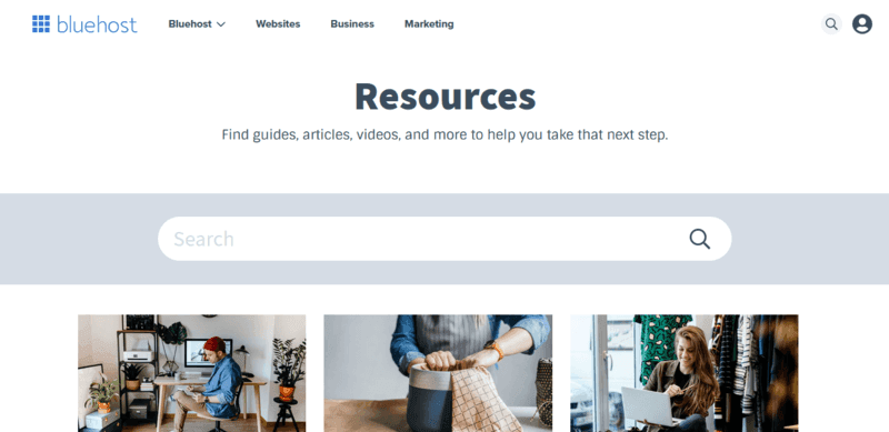 Resouce Center - Bluehost Website Builder
