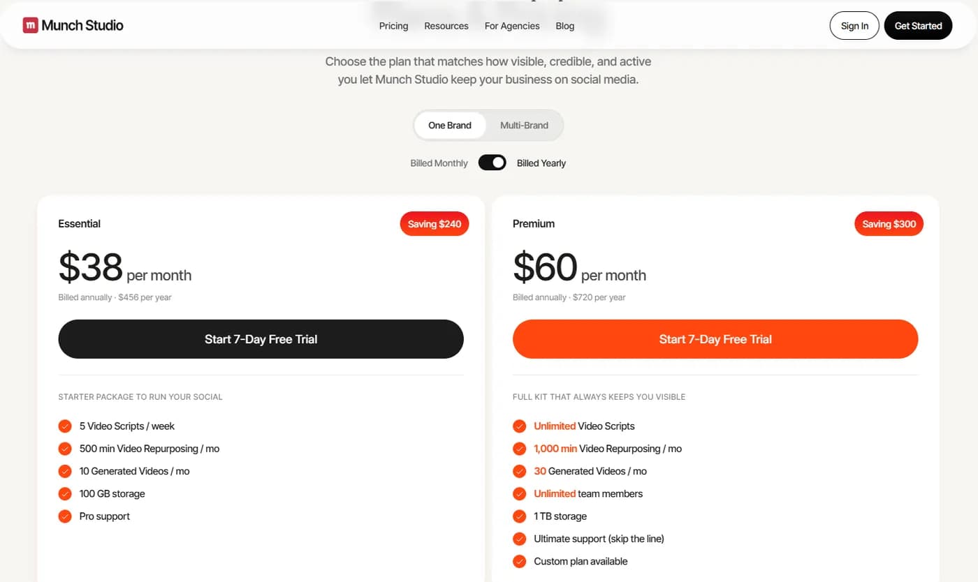 munch plans and pricing