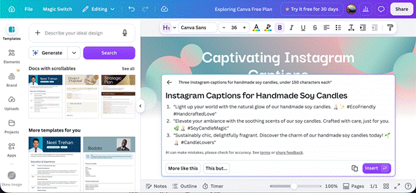 Canva Magic Write - add your brand voice
