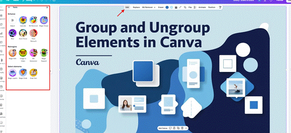 Canva AI sidebar editor