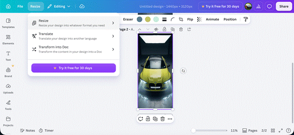 Canva resize image