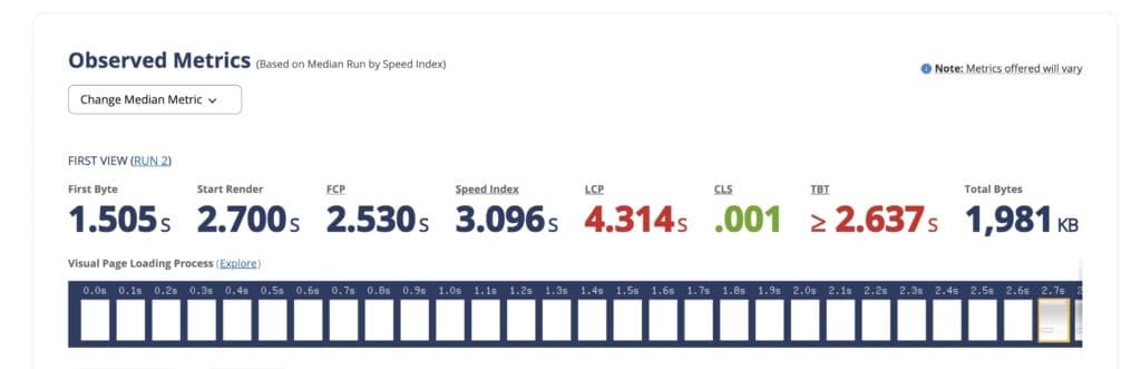 testing page speed of a Wix website