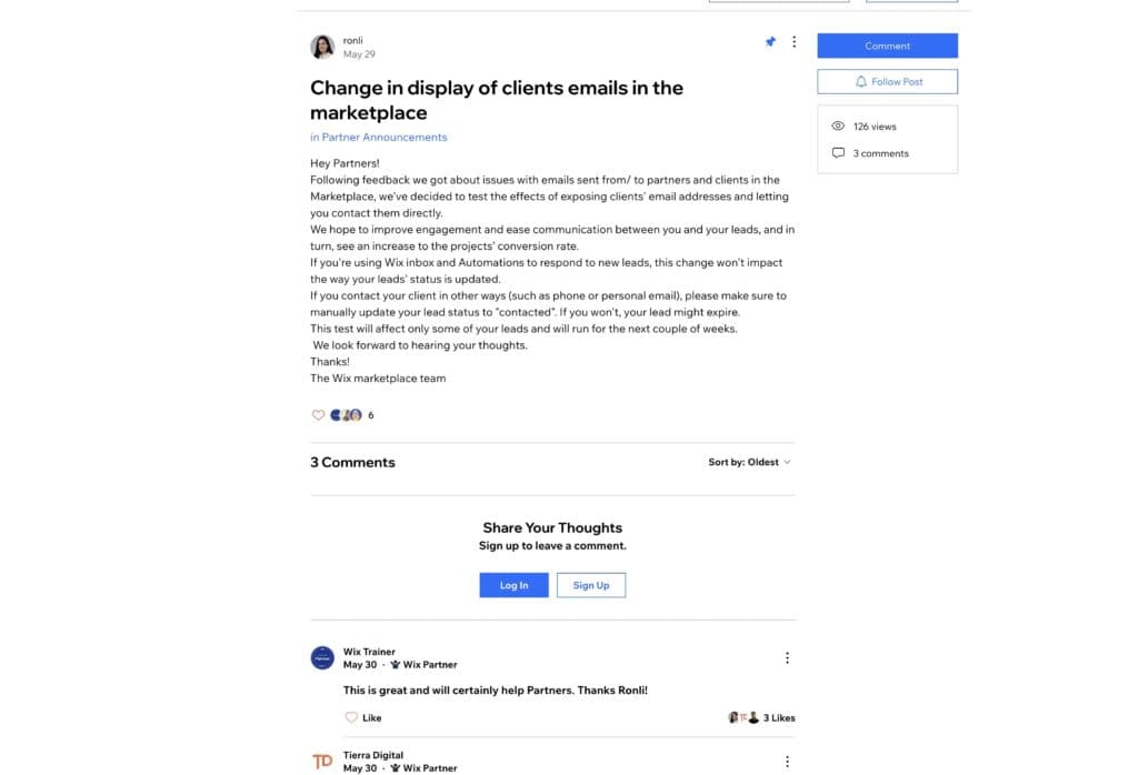 Wix Partner community - sharing insights