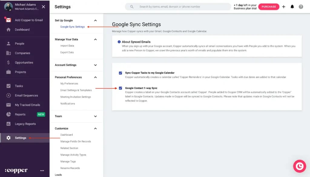 Copper Google Workspace Compatibility