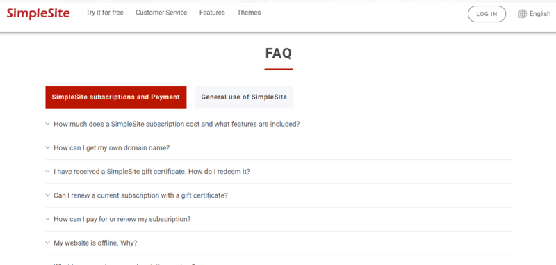 SimpleSite FAQ Page