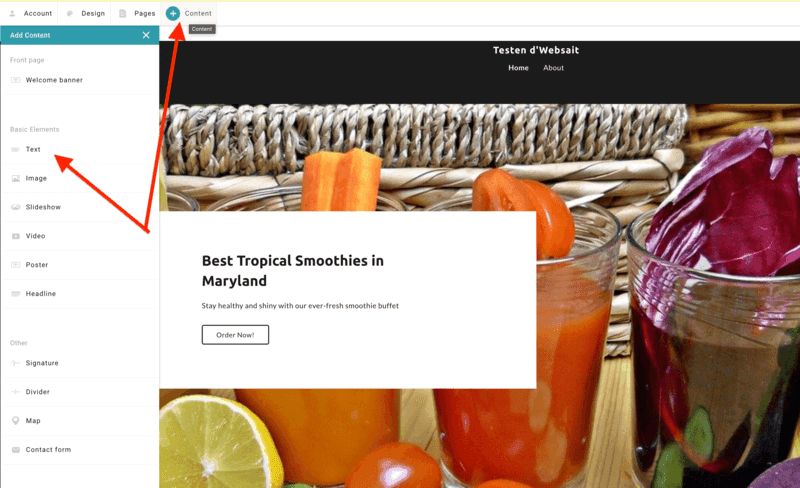 SimpleSite Text styling use case