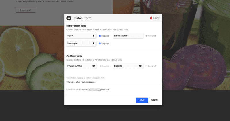 SimpleSite form customization use case