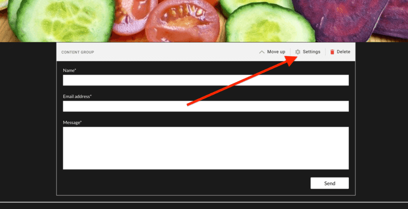 SimpleSite form customization content group