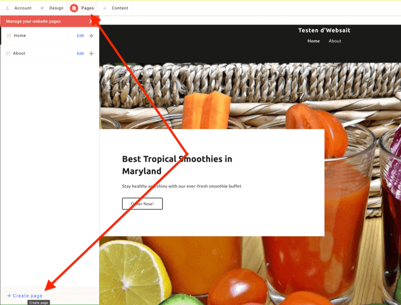simplesite create page use case