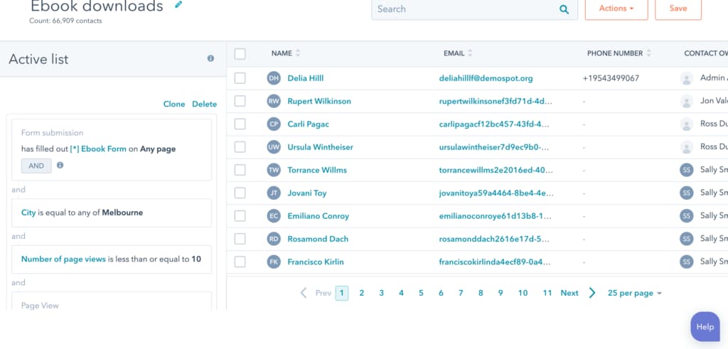 Hubspot List segmentation