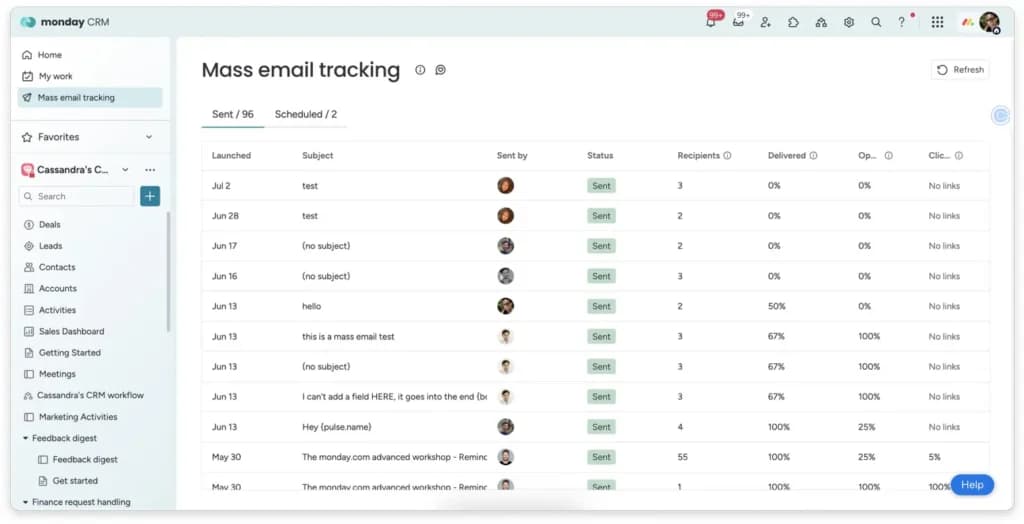 Monday CRM Mass Emails