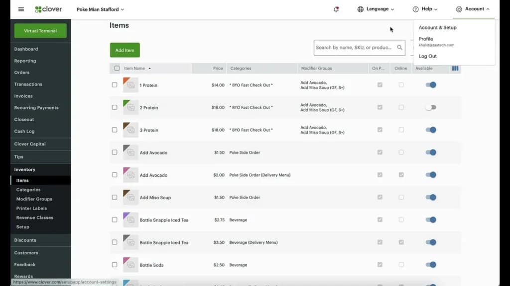 Clover Inventory managment