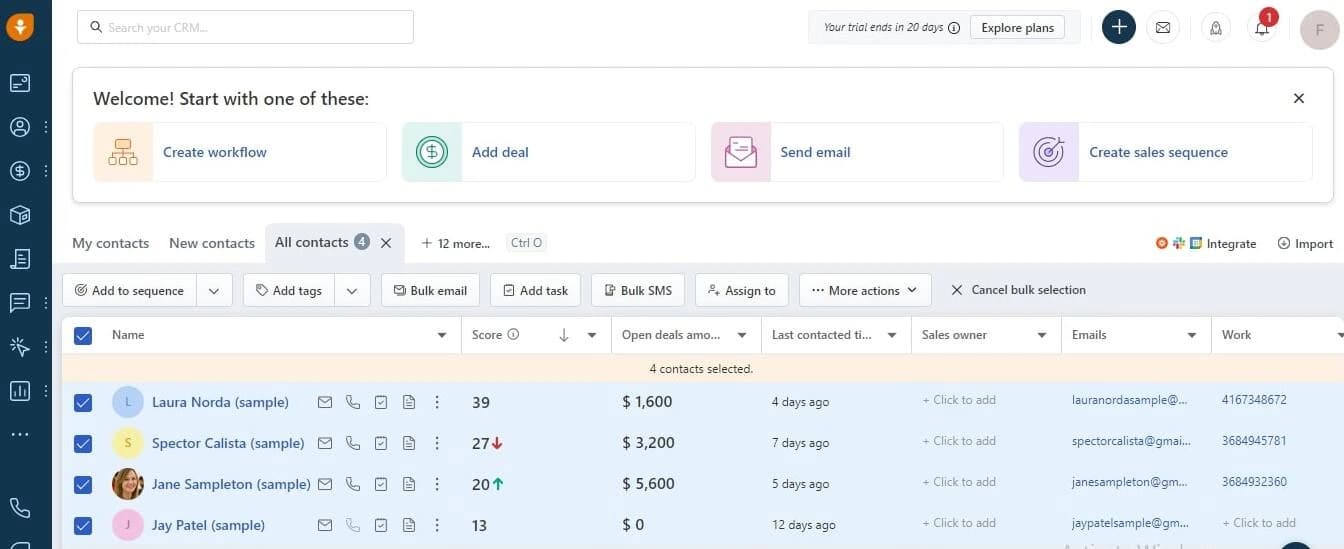 Freshsales contact management